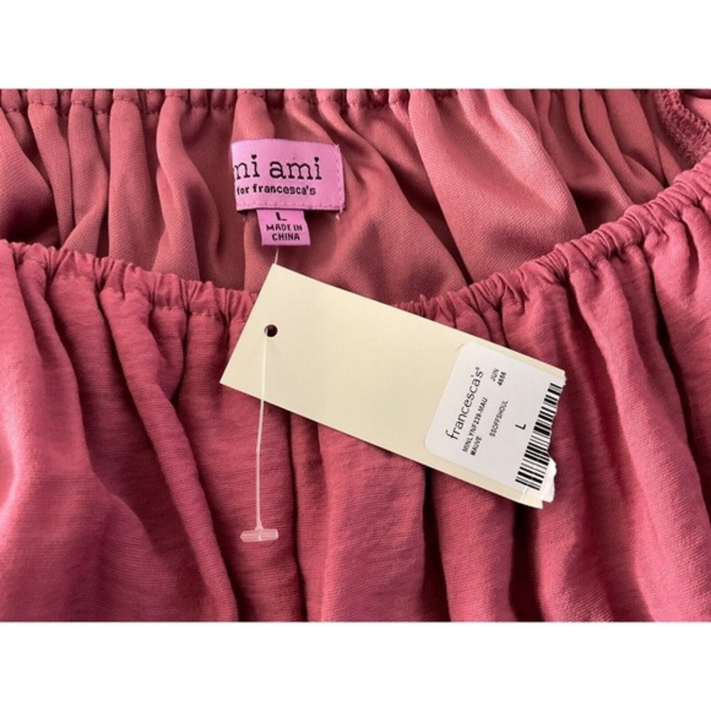 Mi Ami for Francesca's Mauve Pink Puff Sleeve Smocked Mini Dress Juniors L New - Picture 10 of 15